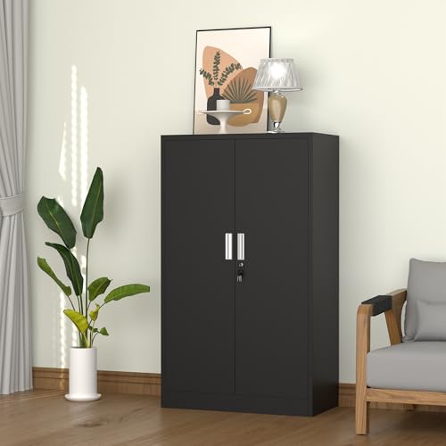 Metal Storage Cabinet with Locking Doors and Adjustable Shelves