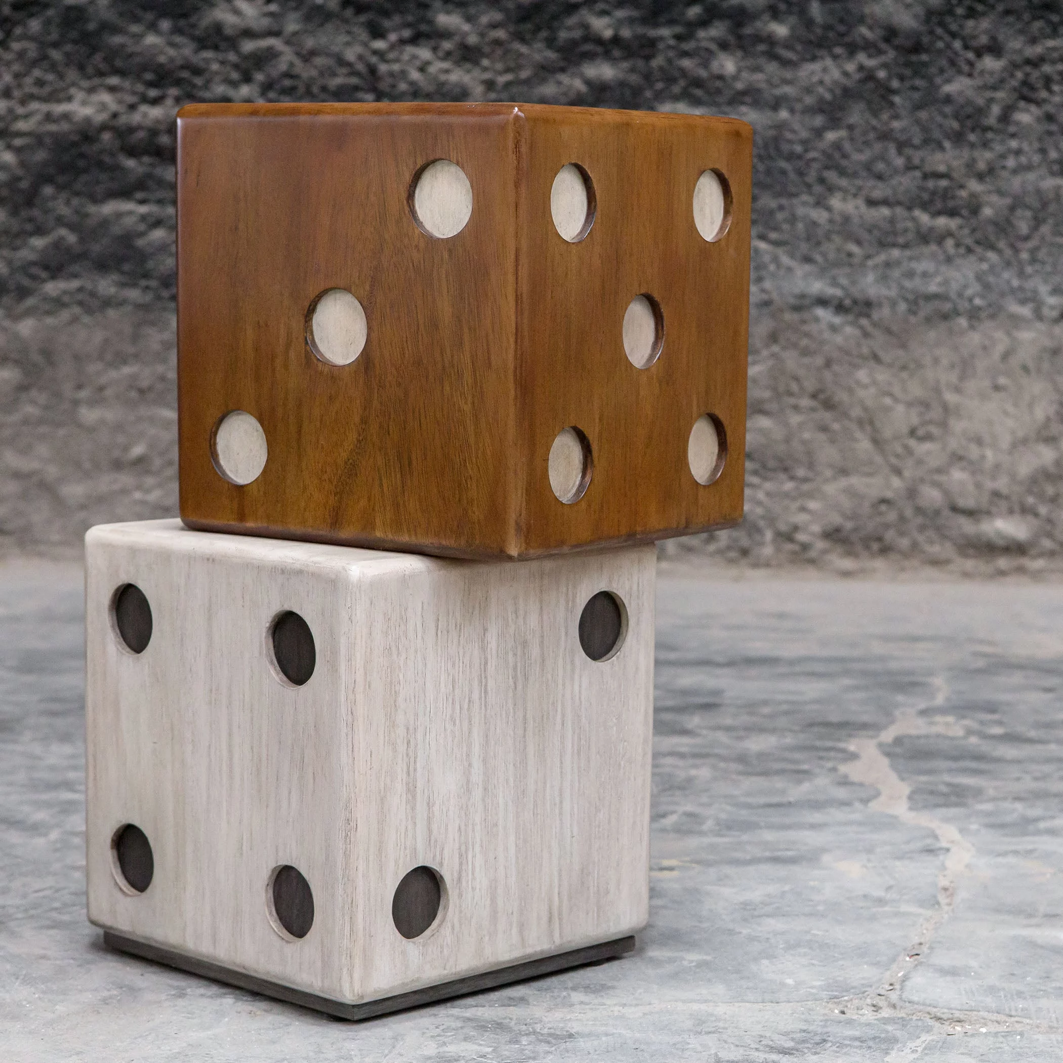 Uttermost 25485-Roll-The-Dice Roll The Dice 15" Wide Suar Wood Dice Accent Side Table -