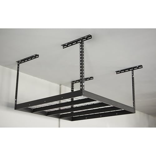 Klutch Gladiator Overhead Garage Storage Rack &mdash; Adjustable Height, 96in.L x 48in.D x 23&ndash;37in.H