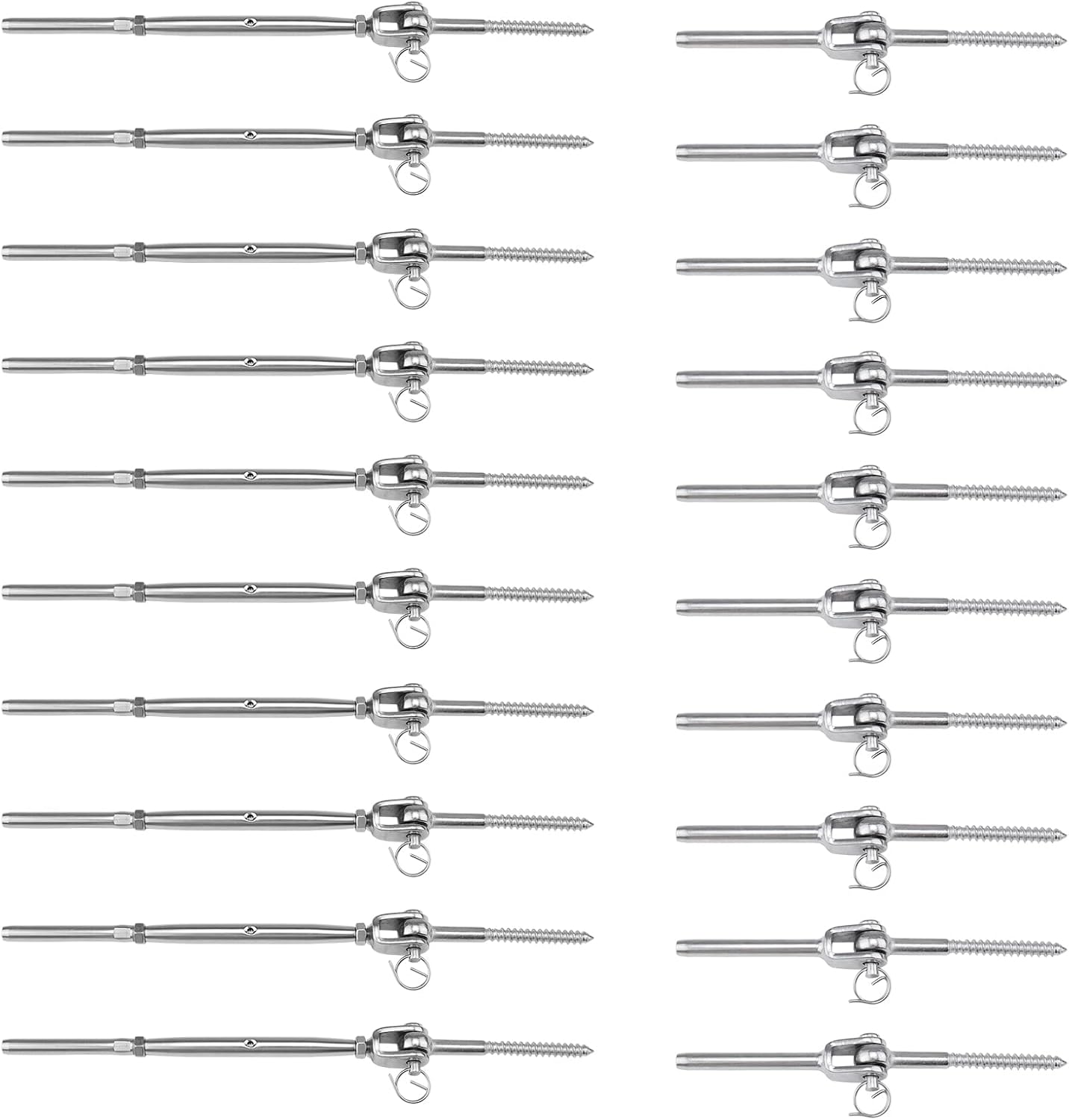 Muzata 36Set Cable Railing Kit 1/8 Swage Toggle Turnbuckle Hardware T316 Stainless Steel for Wood Post WoodEasy System Angle 180°Adjustable Stairs
