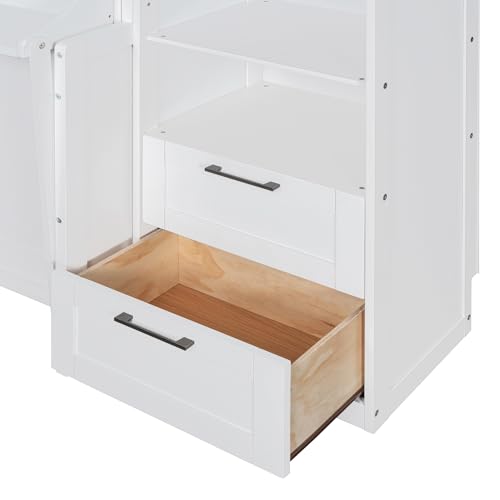Queen Size Murphy Bed Wall Bed with Desk and Closet,Drawers and Shelves,for Small Spaces Studio Study Office Guest Room Use (Gray#Desk, Queen)