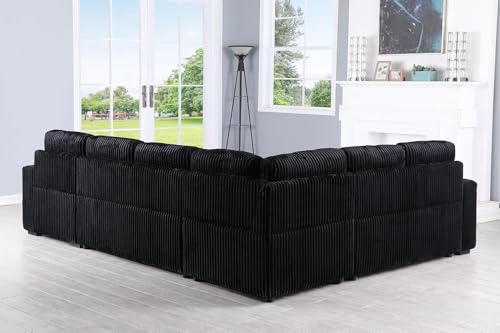 Eafurn 6 Seater Oversized U Shaped Sleeper Sectional Sofa Pull Out Couch Bed