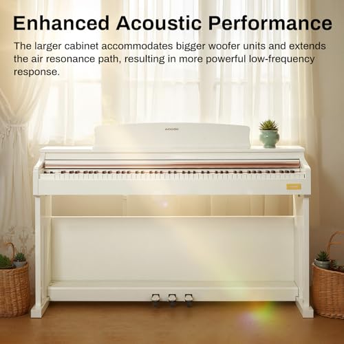 AODSK 88 Key Digital Piano,Weighted Hammer Action Digital Piano with Full-Size Weighted Keys,Triple Pedal,Beginner Bundle with Furniture Stand