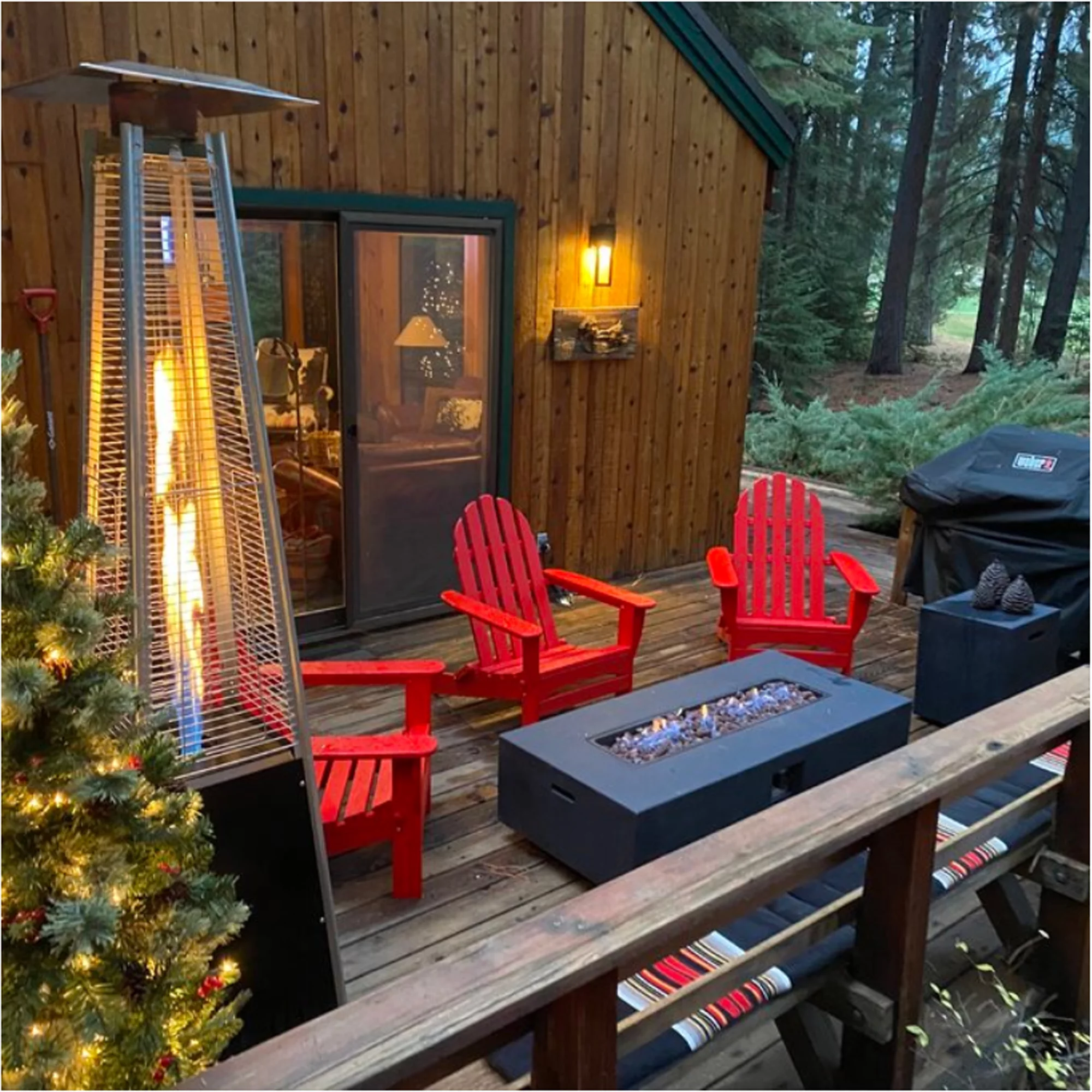 Pyramid Patio Propane Heater, Outdoor Propane Heater with Detachable Table, 48,000 Btu Patio Heater Gift Waterproof Cover