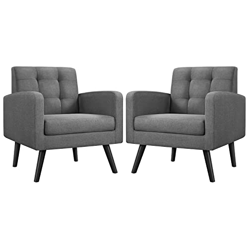 Yaheetech Mid-Century Accent Chairs, PU Leather Modern Upholstered Living Room Chair