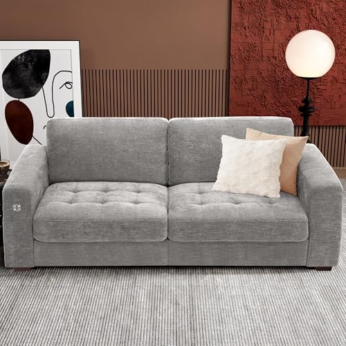Ihanherry 111.4" U Shaped Modern Cloud Sofa Modular Sectional Couch with 2 Ottoman, 5-Seat Chenille Deep Seat Sofa with Pillow for Living Room