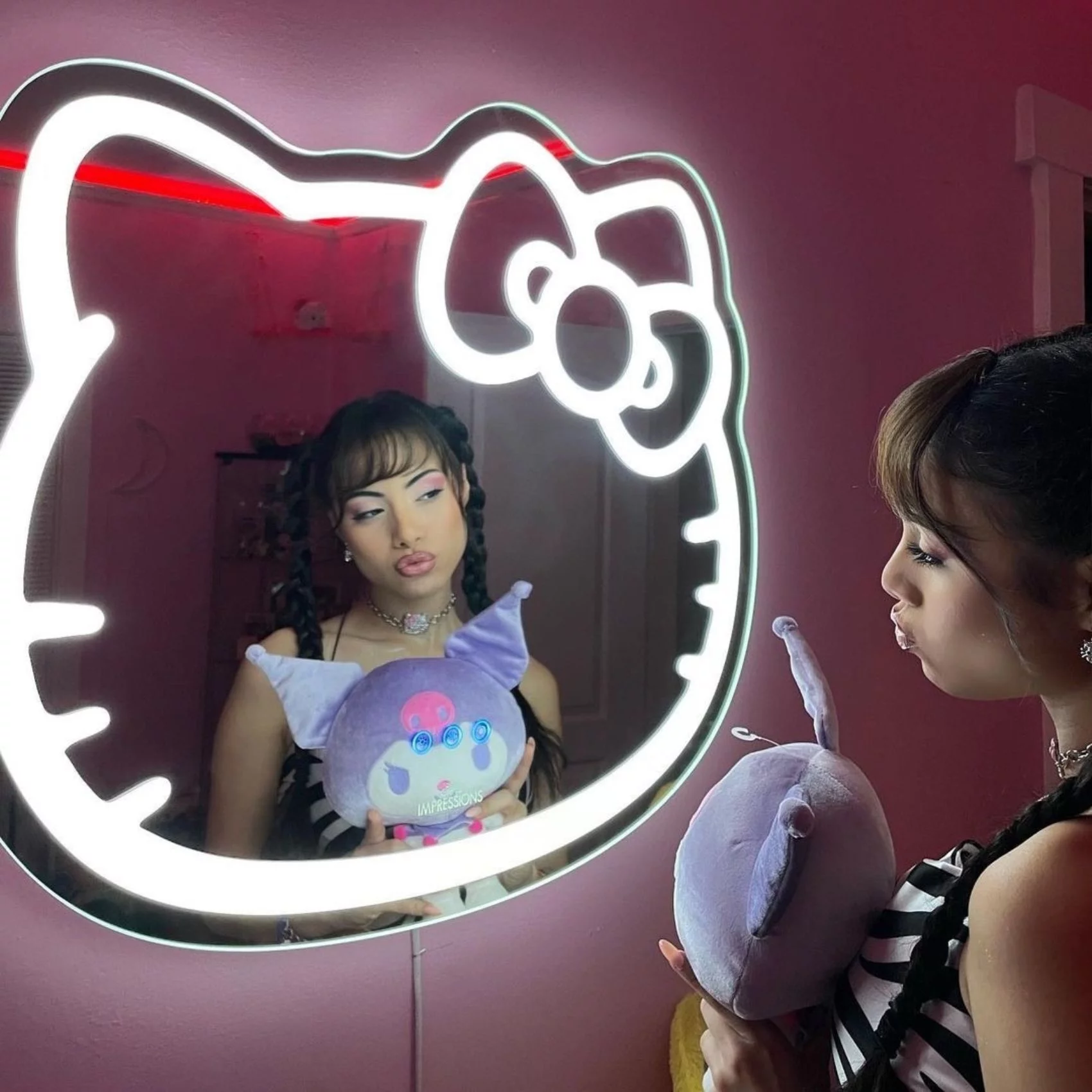 Impressions Vanity Hello Kitty LED Makeup Mirror, Wall Mount Tabletop Lighted Mirrors with Touch Sensor - Radiant Selections