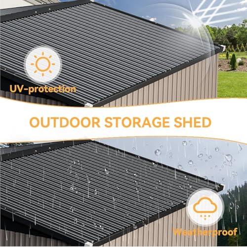 Aoxun 10 x 12FT Outdoor Storage Shed with Double Hinged Large Door Utility Garden Shed with Lockable Door & Sloped Roof Metal Sheds Outdoor Storage