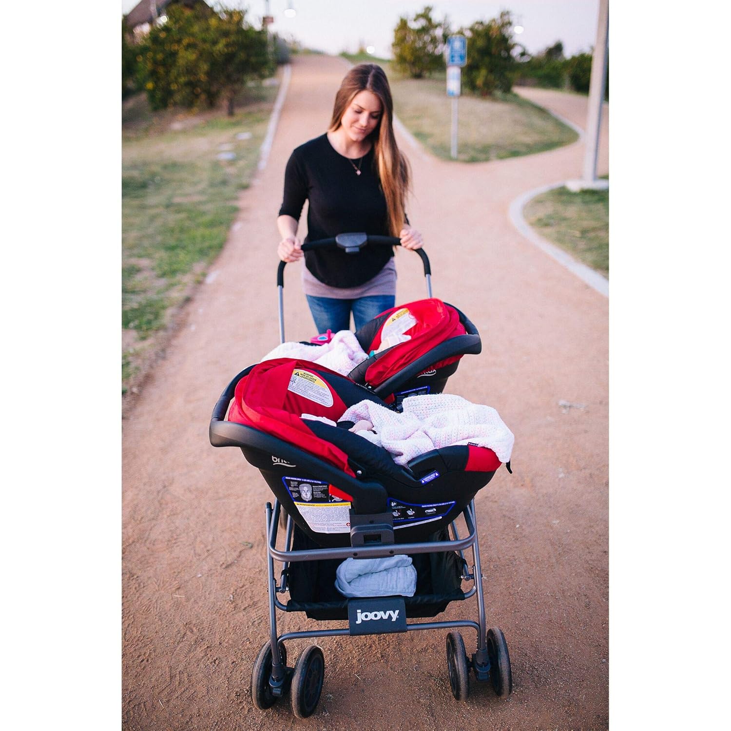 Joovy Twin Roo Car Seat Stroller, Holds 2 Car Seats, Stroller Frame