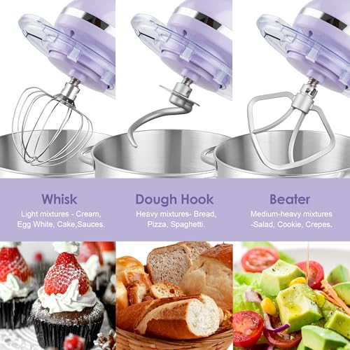 Aucma Stand Mixer,6.5-QT 660W 6-Speed Tilt-Head Food Mixer, Kitchen Electric Mixer with Dough Hook, Wire Whip & Beater (6.5QT, Black)