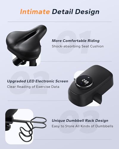 MERACH Exercise Bike, Brake Pad Stationary Bike with Exclusive App, Low Noise Indoor Cycling Bike with 300lbs Weight Capacity