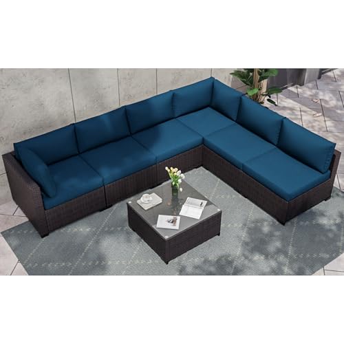 KIGOTY Patio Furniture Set 7 Pieces Conversation Sets, Outdoor Sectional Sofa