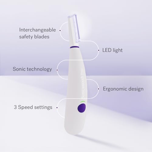 Michael Todd Beauty Sonicsmooth Pro+ Dermaplane Razor for Women Face + Eyebrow trimmer Dermaplaning System w/LED Light Peach Fuzz Remover -16