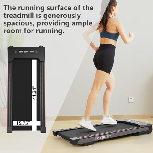 GOYOUTH 2 in 1 Under Desk Electric Treadmill Motorized Exercise Machine with Wireless Speaker, Remote Control and LED Display