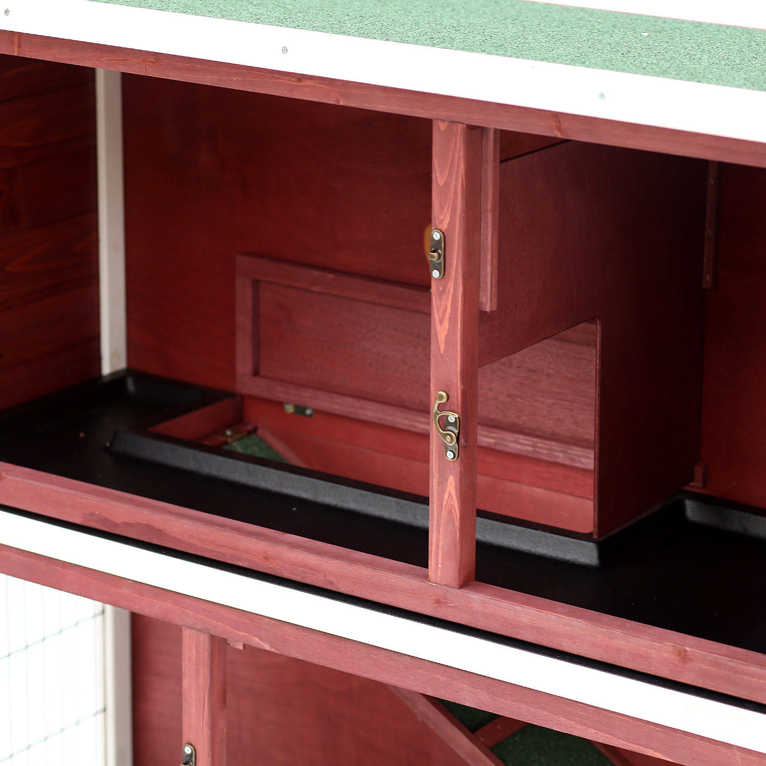 Pawhut 48x22 2 Story Elevated Wooden Rabbit Hutch Yard Bunny Cage w/ Tray u0026 Ramp