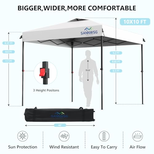 10X10 Pop Up Canopy Tent with 3 Sidewalls,Easy Up Canopy,Commercial Instant Shelter,Heavy Duty One Person Set Up Event Tent,Gray