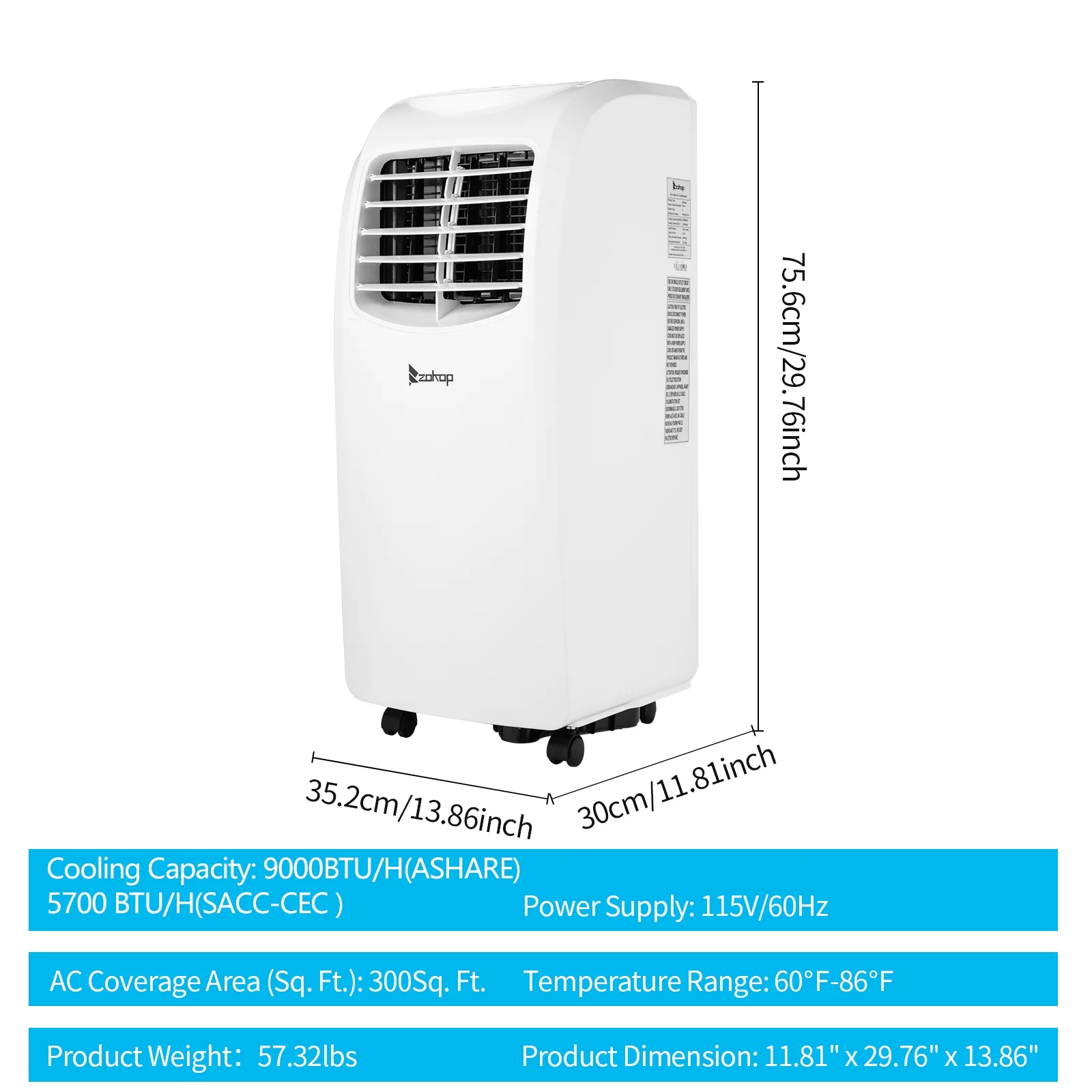 SamyoHome 8,000 BTU Portable Air Conditioner Dehumidifier Function