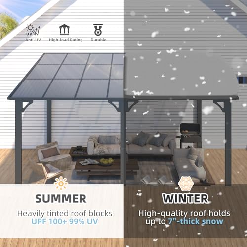 AECOJOY 10&rsquo; x 10&rsquo; Gazebo, Wall Mounted Gazebos Pergola on Clearance, Outdoor Patio Lean to Gazebo Awnings for Deck, Porch