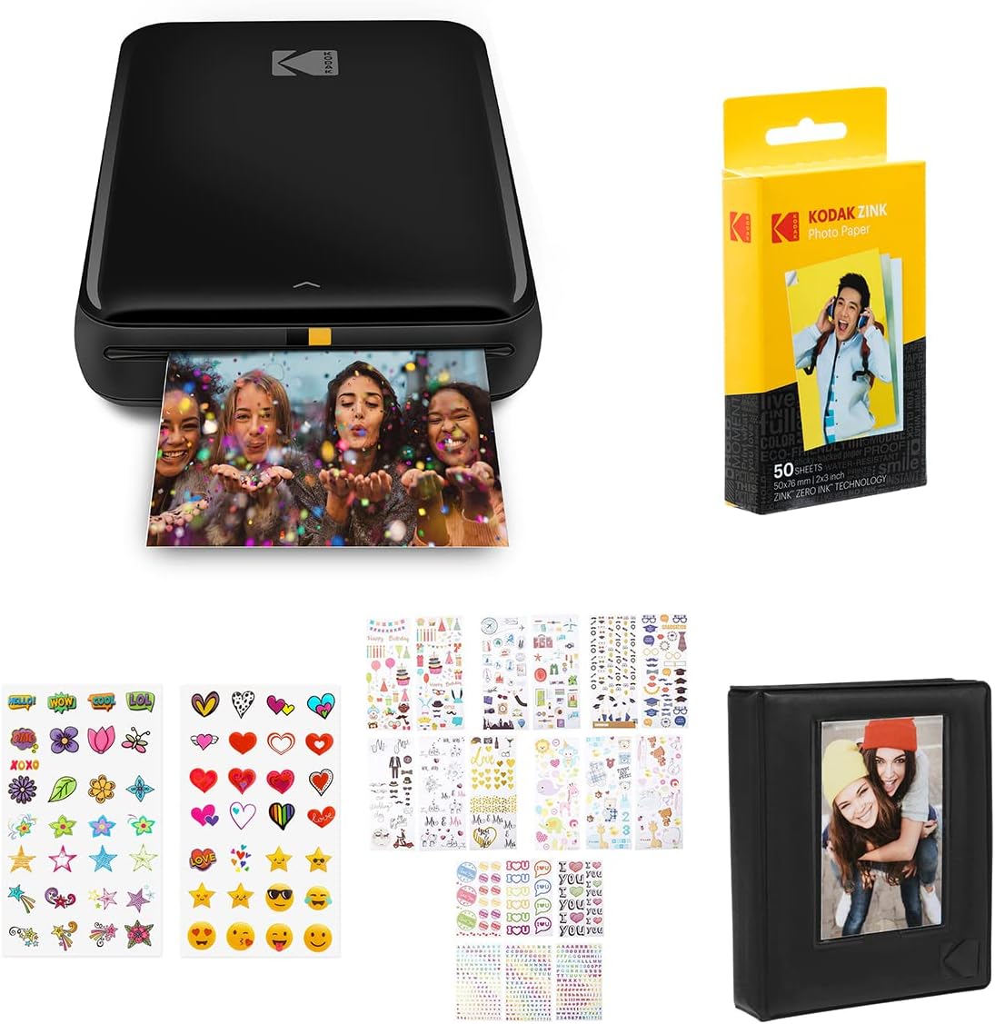 KODAK Step Wireless Mobile Photo Mini Printer (White) Compatible w/ iOS & Android, NFC & Bluetooth Devices Pack of 2