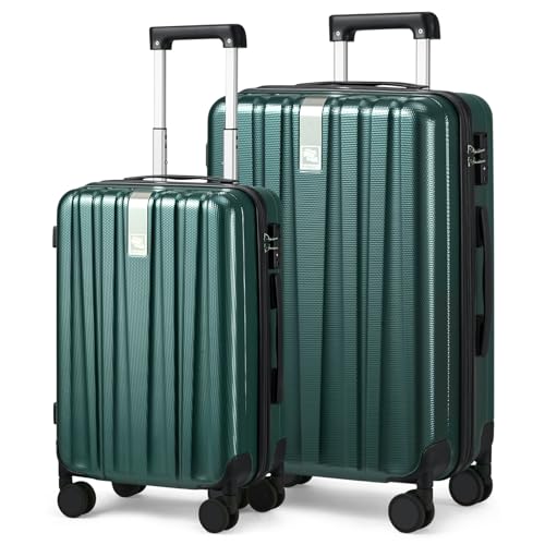 Hanke 29 Inch Luggage Suitcases With Spinner Wheels Lightweight PC hardside Rolling Suitcase With Travel Lock, Checked-Large 29-Inch(Blackish Green)