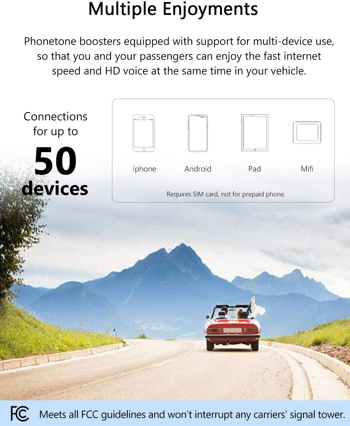 Cell Phone Signal Booster for Cars and SUVs Boosts 5G 4G LTE for Verizon AT&T | Band 12/13/17 Data & Volte | FCC Approved (2ALZEL65AV)