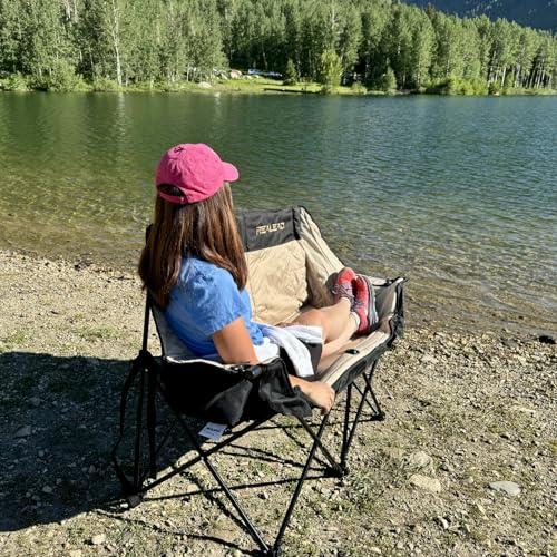 REALEAD Heated Double Camping Chair, 3 Heat Levels and 4 Heating Zones, Portable Heated Loveseat Chair for Outdoor Sports Support 650lbs