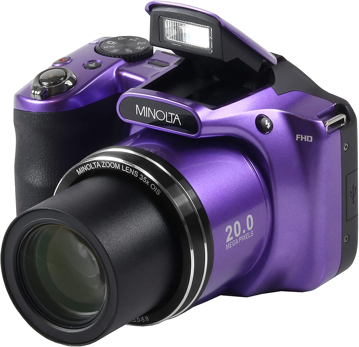 Minolta 20 Mega Pixels High Wi-Fi Digital Camera with 35x Optical Zoom, 1080p HD Video & 3" LCD, Black (MN35Z-BK)