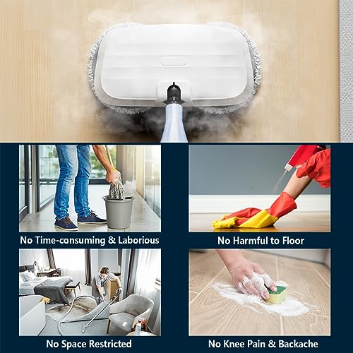 Steam Spin Mop, Floor Scrubber Steam Mop for Hard Floors Deep Cleaning, 2 Washable Mop Pads for Wood Hardwood Laminate Vinyl Tile Marble Floors
