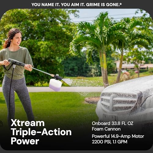 Sun Joe Electric Pressure Power Washer, 2030 PSI (PWMA Certified), 1.2 GPM, Dual Soap Tanks, (35-FT GFCI Water-Safe, Power Cord), SPX3000