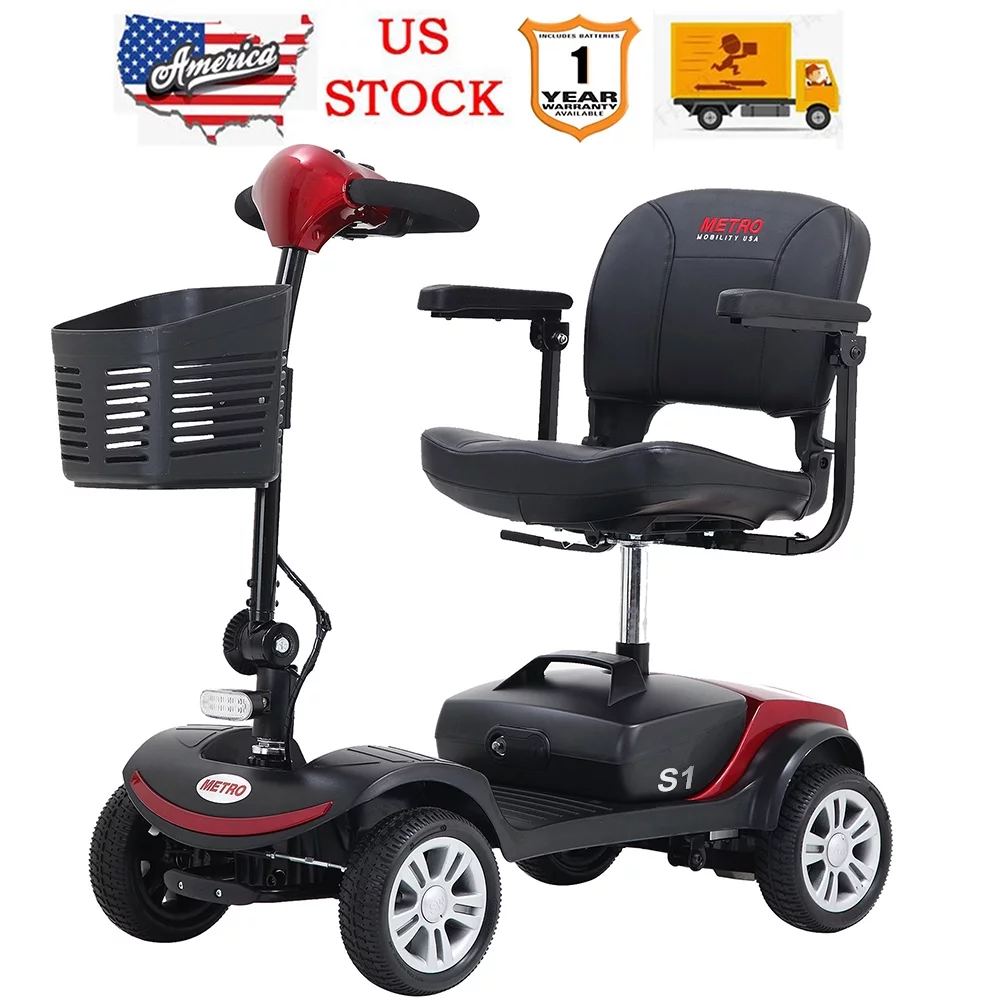 Outdoor Motorized Electric Carts for Senior, Heavy Duty Electric Scooters with 4 Wheel, Sliding Swivel Seat with Flip-Up Armrests for Adults
