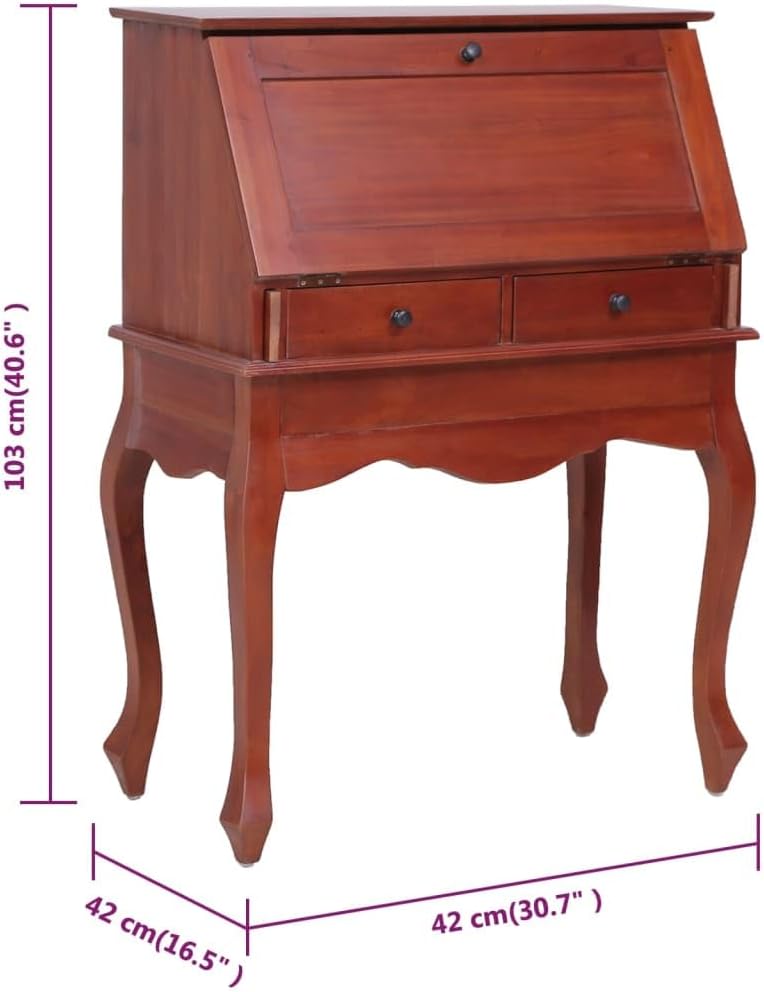 SKM Secretary Desk Brown 78x42x103 cm Solid Mahogany Wood (Weight-54KG)