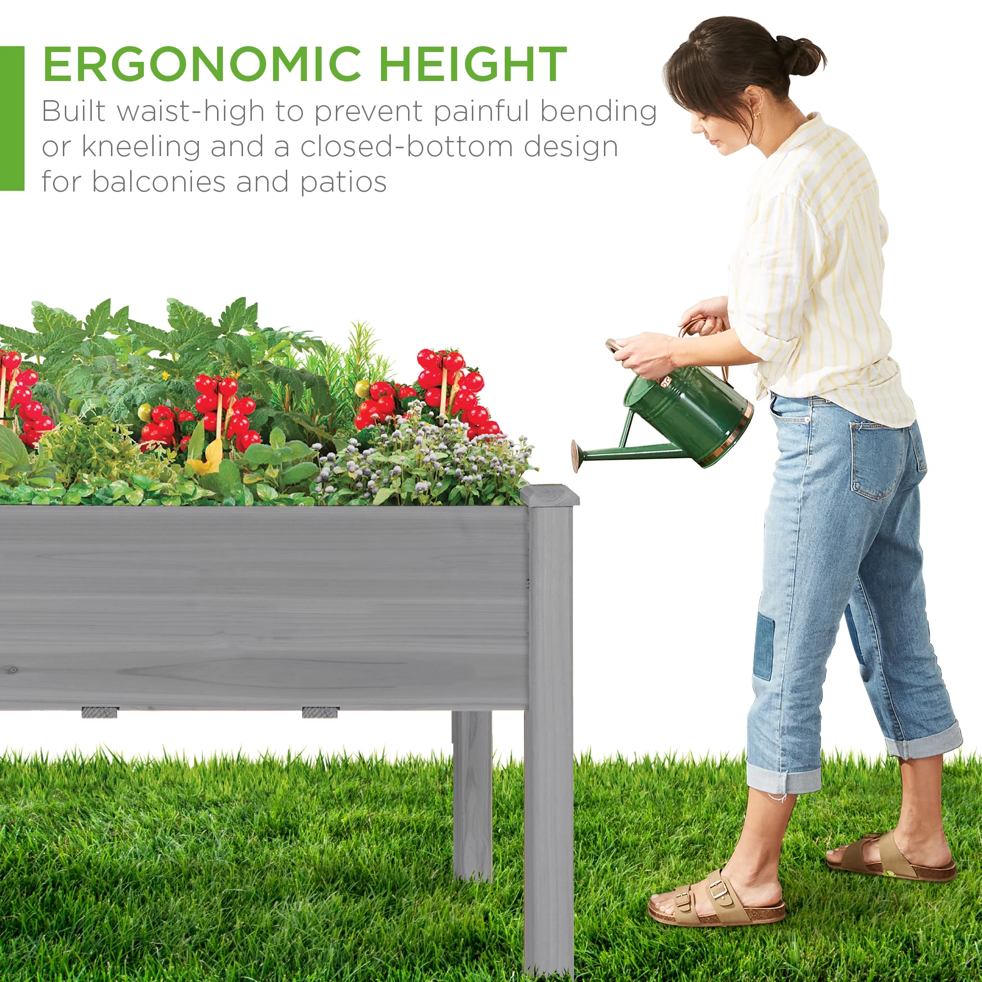 Best Choice Product 48x24x30in Raised Garden Bed, Elevated Wooden Planter for Yard w/ Foot Caps, Liner - Gray - Curated Treasures Market