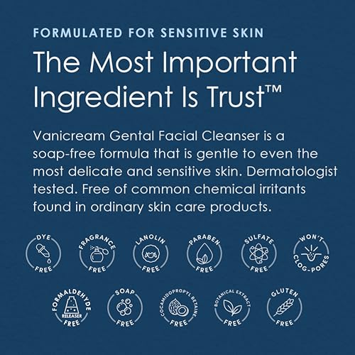 Vanicream Moisturizing Skin Cream Tube for Sensitive Skin, Soothes Red, Irritated, Cracked or Itchy Skin, Dye Free, Fragrance Free, Preservative Free