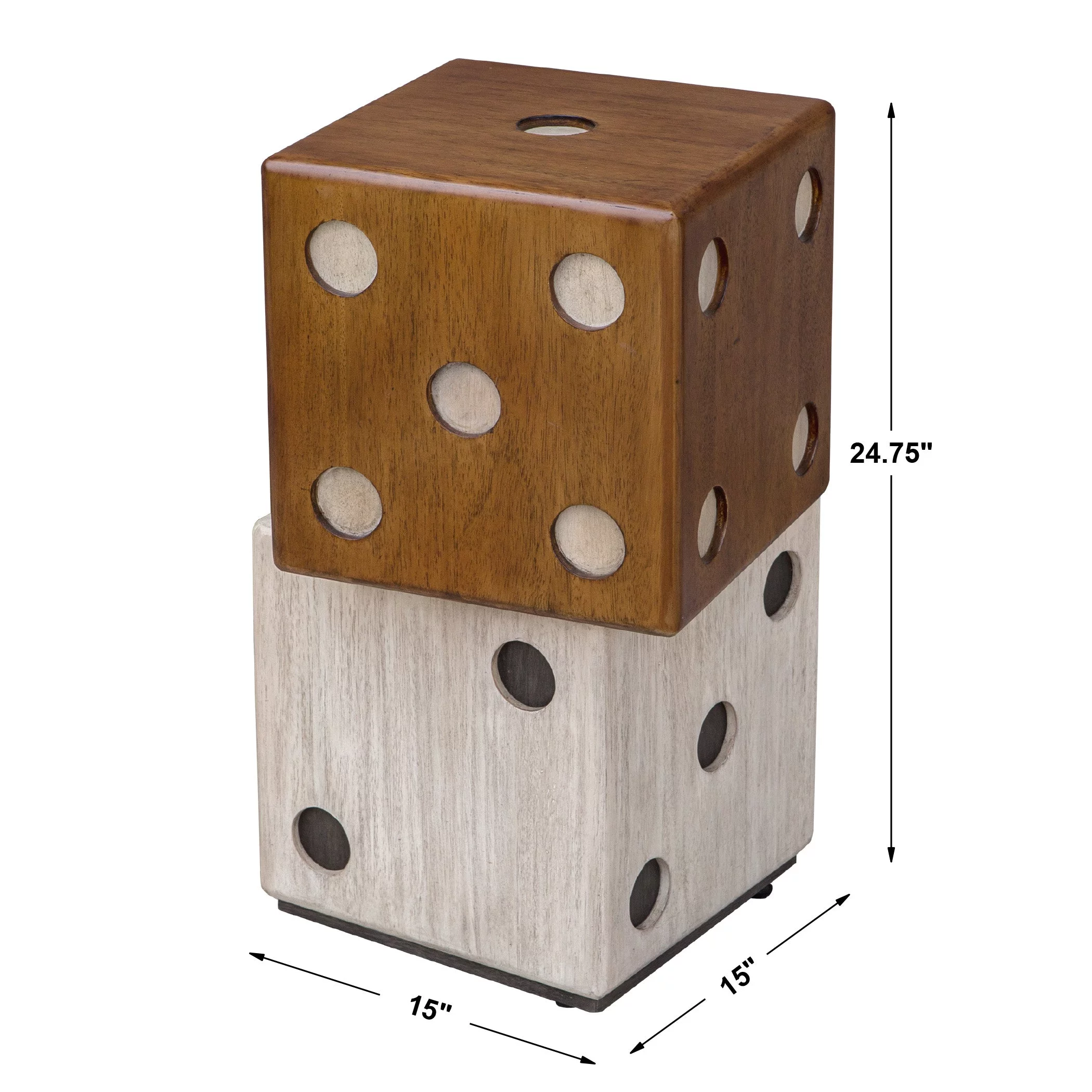 Uttermost 25485-Roll-The-Dice Roll The Dice 15" Wide Suar Wood Dice Accent Side Table -