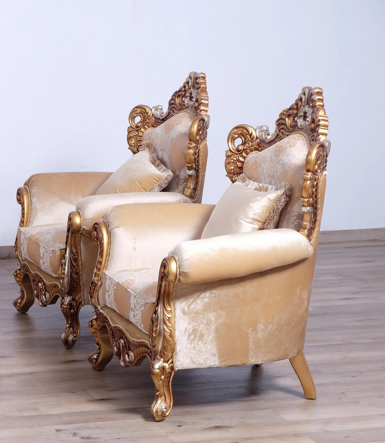 Royal Luxury Gold & Brown EMPERADOR II Sofa Set 3Pcs EUROPEAN FURNITURE Classic