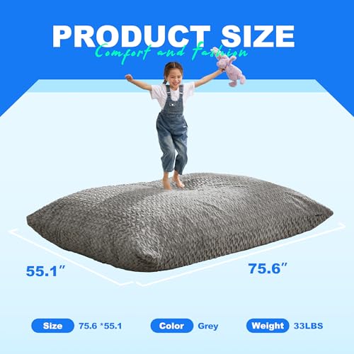 Hobestluk 3 in 1 Bean Bag Chair Giant Bean Bag Chairs Convertible Bean Bag Floor Cushion with Machine Washable Cover