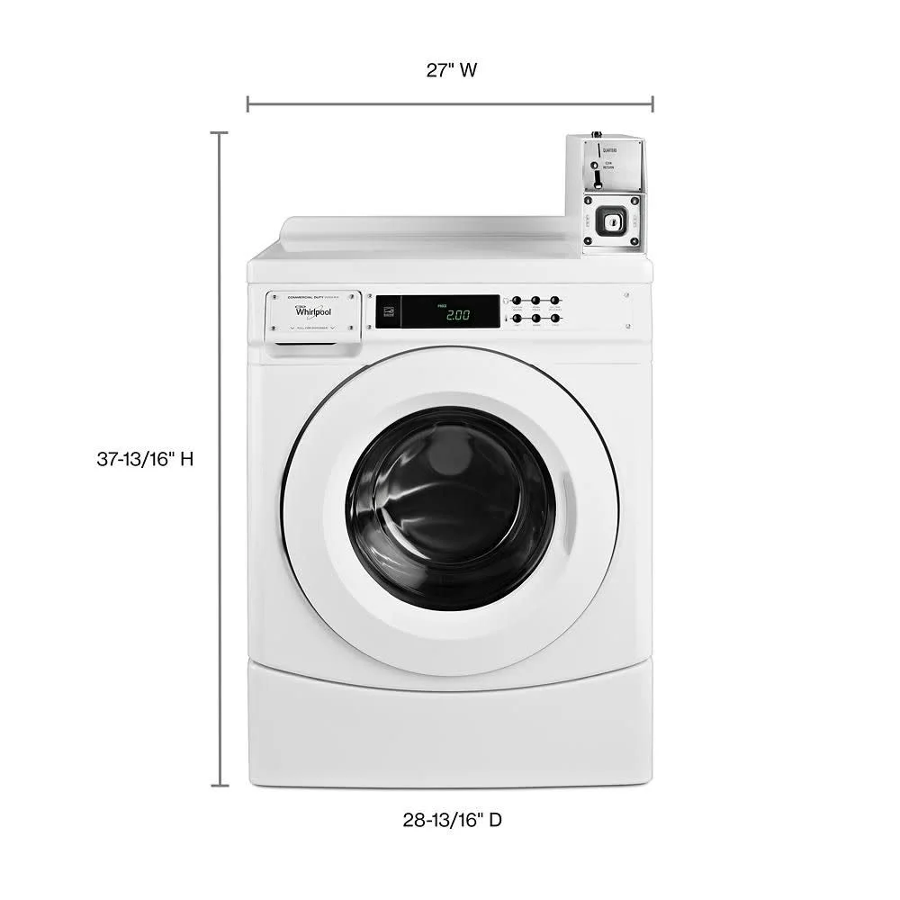 Whirlpool CHW9150GW 27 Inch Commercial Front Load Washer