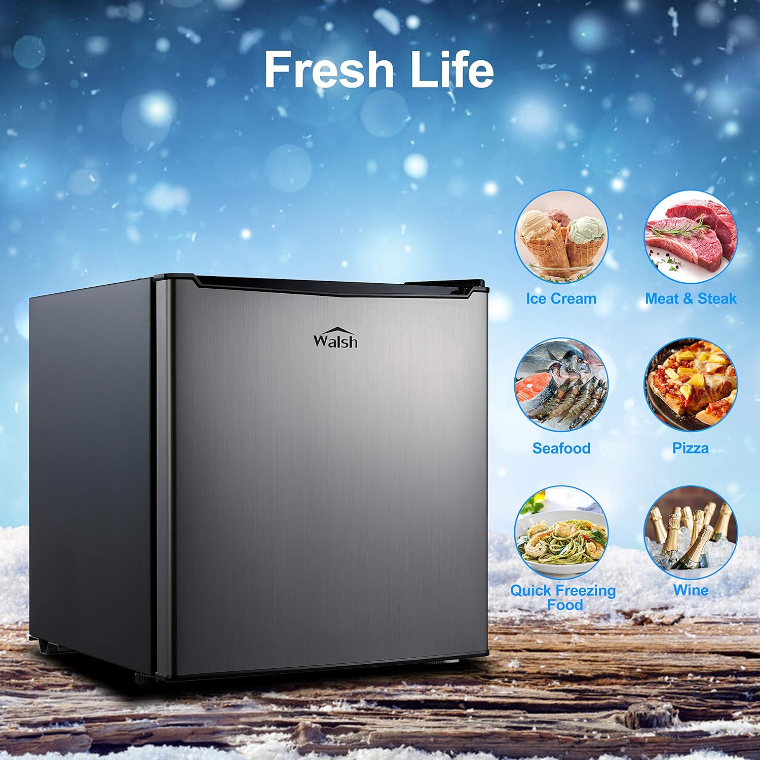 Walsh WSR17S5 Compact Refrigerator, 1.7 Cu.Ft Single Door Fridge, Adjustable Mechanical Thermostat with Chiller, Reversible Doors