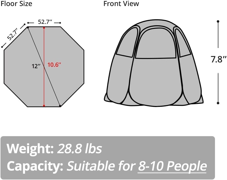 Alvantor Screen House Gazebo, 6-10-15 Person Pop Up Igloo Screened Canopy Tent with Mosquito Netting Sides