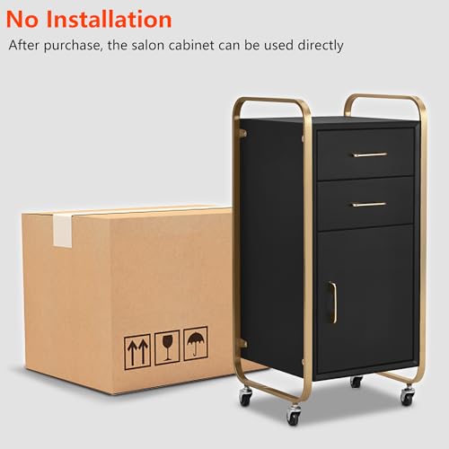 Salon Storage Trolley Cart with Wheels, No Installation Salon Stations for Hair Stylist, Salon Storage Cabinets