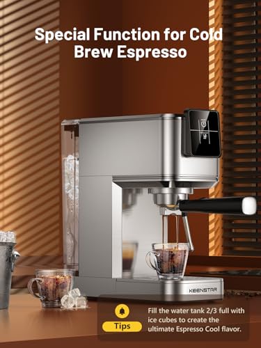 20Bar Espresso Machine with Rapid Cold Brew, Hot & Iced Coffee Machine, Espresso Maker with Milk Frother Steam Wand