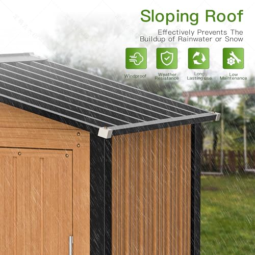 Outdoor Storage Shed, 5x3 Ft Metal Steel Tiny House with Lockable Door, Vertical Outside Storage Building for Garden, Backyard, Lawn, Patio Utility