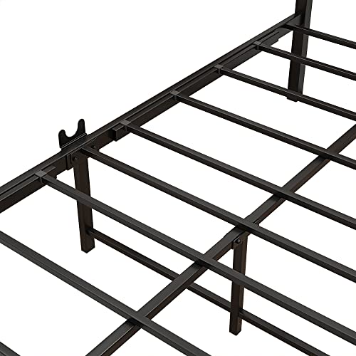 JURMERRY Queen Size Metal Platform Bed Frame with Wooden Headboard and Footboard Heavy Duty Steel Support, Mattress Foundation, No Box Spring Needed