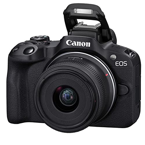 Canon EOS R50 Mirrorless Camera with 18-45mm Lens + 128GB Extreme Memory, Wireless Lavalier Microphones, Lenses, Filters, Case, Tripod, Flash