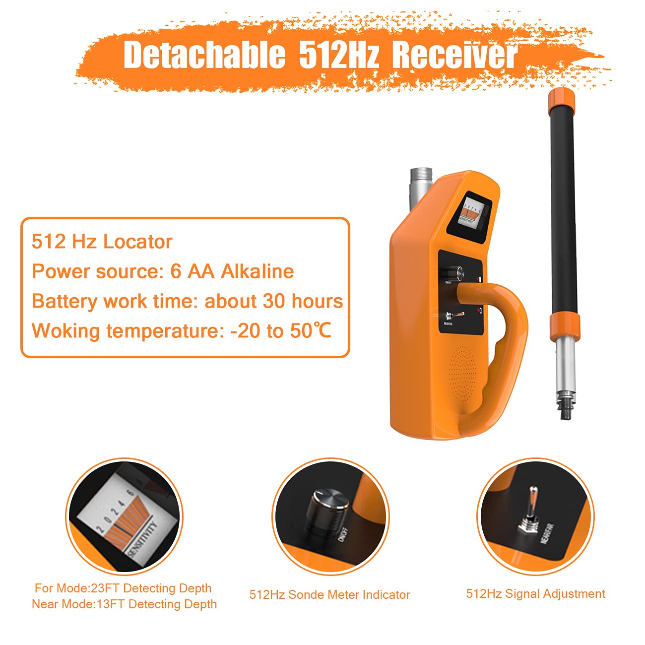 Anysun Sewer Inspection Camera with Locator, 100ft Pipe Camera with 512Hz Sonde Transmitter and Receiver
