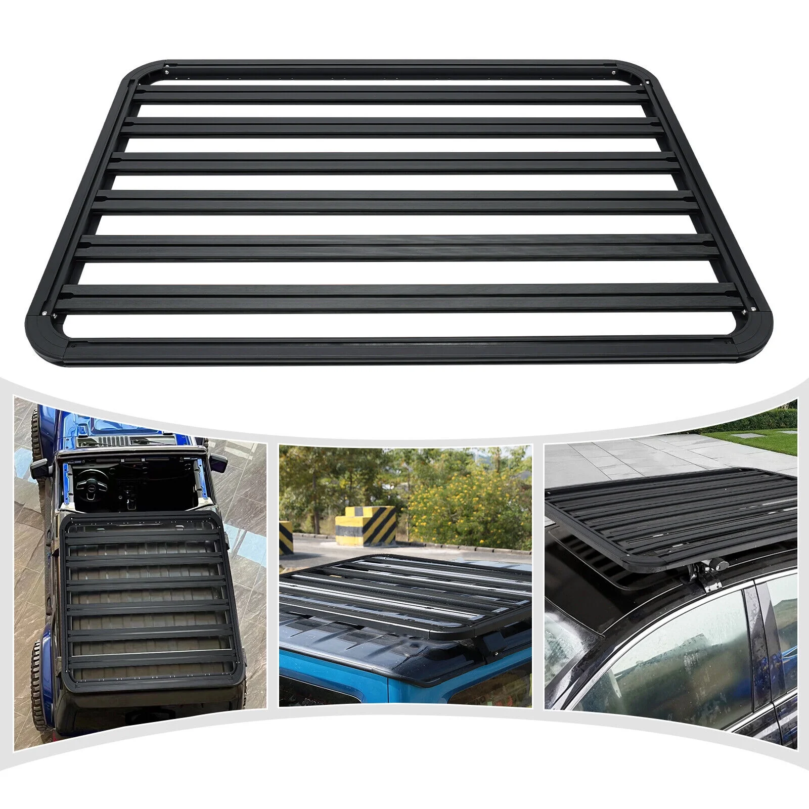 63"x43" Platform Flat Roof Rack Cargo Luggage Carrier Aluminum for Most SUVs - Curated Treasures Market