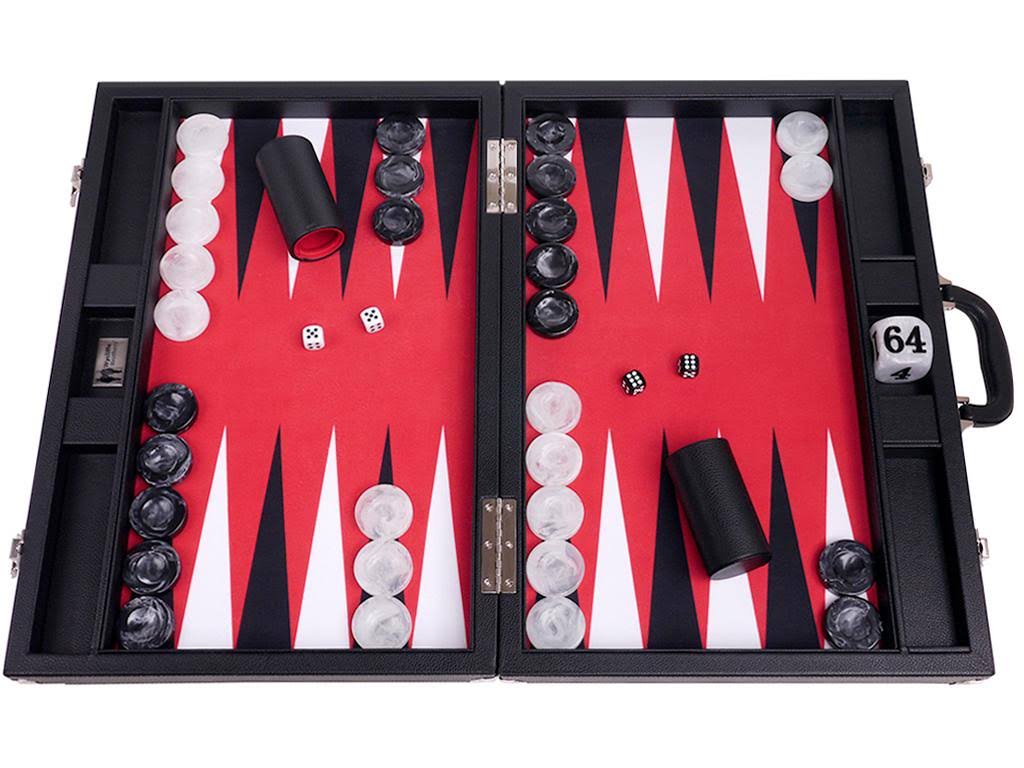 Wycliffe Brothers 21-Inch Tournament Backgammon Set - Black Case with Red Field - Masters Edition - Avayadevconnect