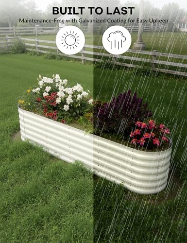 10x4x1.5ft Raised Garden Bed,Galvanized Raised Planter Boxes Outdoor with Easy Assembly, Large Garden Bed for Vegetables, Fruits, Flower