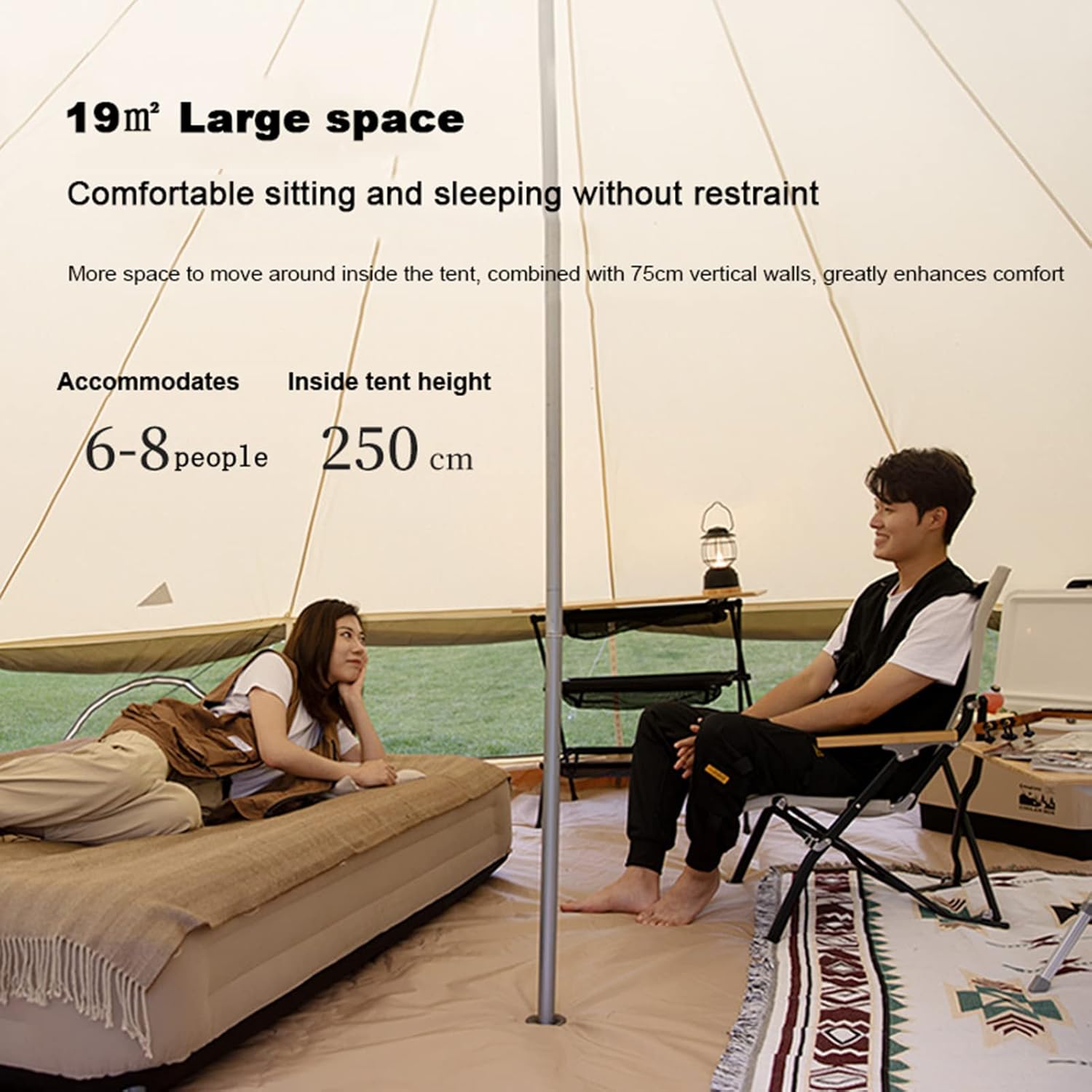 Canvas Bell Tent- w/Stove Jack, 4 Season Luxury Glamping Tent Waterproof Yurt Tents for Family Camping Outdoor Hunting Party