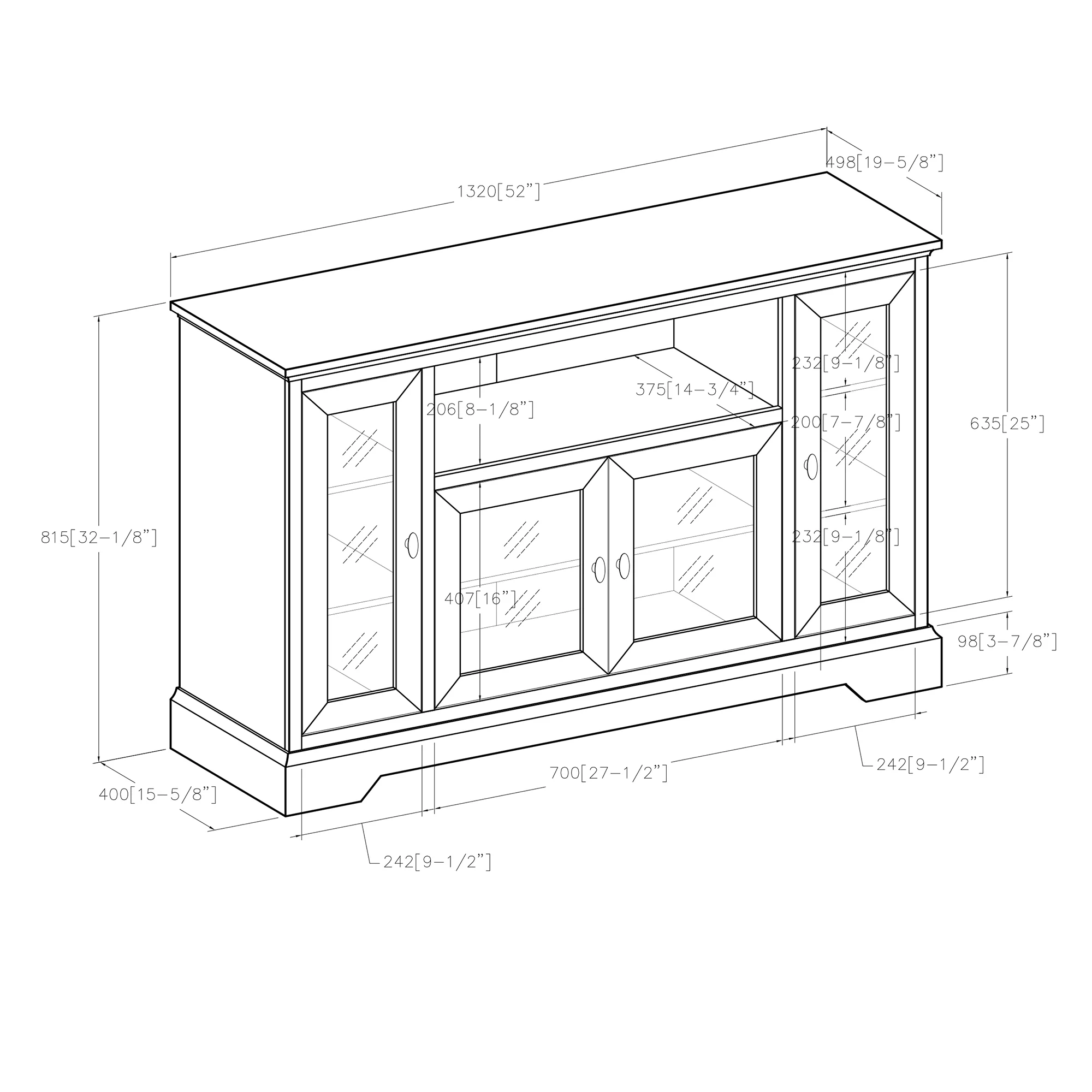 Walker Edison Highboy-Style Wood Media Storage TV Stand Console for TVs up to 55", White